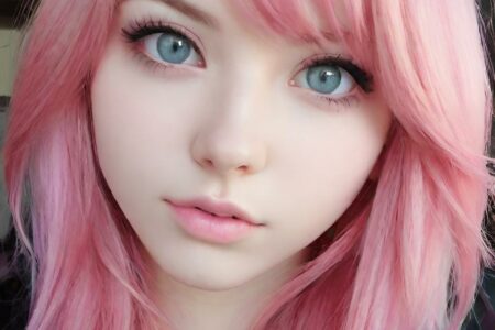 AI girl with pink hair wallpaper