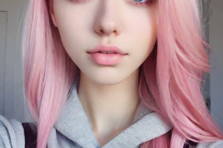 AI girl with pink hair wallpaper