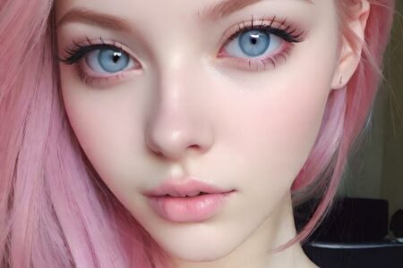 AI girl with pink hair wallpaper