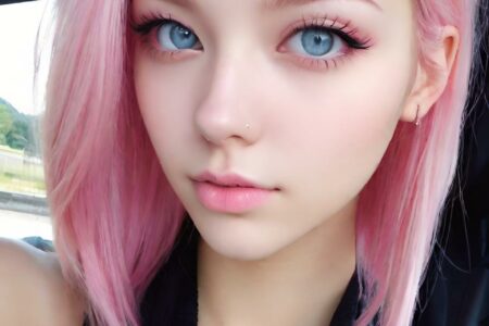 AI girl with pink hair wallpaper