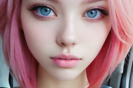AI girl with pink hair wallpaper