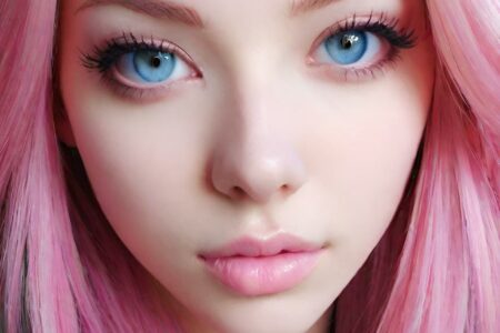 AI girl with pink hair wallpaper