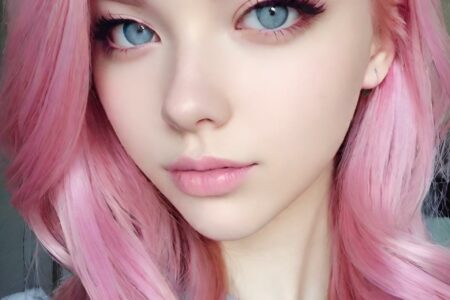 AI girl with pink hair wallpaper