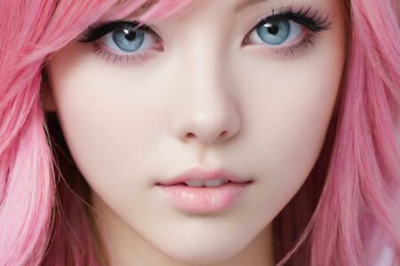 AI girl with pink hair wallpaper