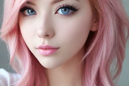 AI girl with pink hair wallpaper