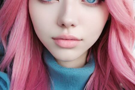 AI girl with pink hair wallpaper