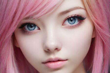 AI girl with pink hair wallpaper