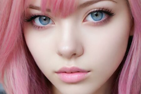AI girl with pink hair wallpaper