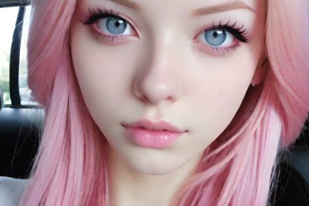 AI girl with pink hair wallpaper