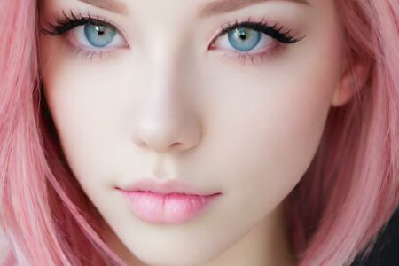 AI girl with pink hair wallpaper