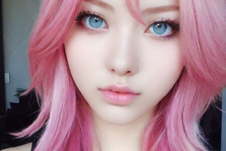 AI girl with pink hair wallpaper