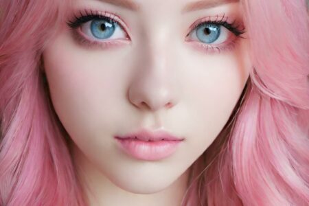 AI girl with pink hair wallpaper