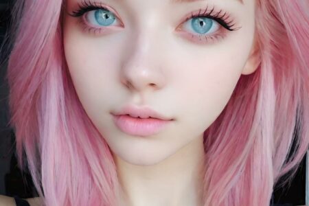 AI girl with pink hair wallpaper