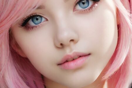AI girl with pink hair wallpaper
