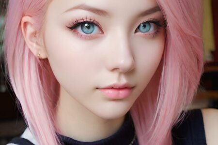 AI girl with pink hair wallpaper