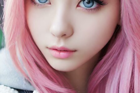 AI girl with pink hair wallpaper