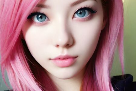 AI girl with pink hair wallpaper