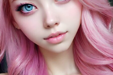 AI girl with pink hair wallpaper