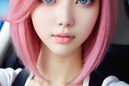 AI girl with pink hair wallpaper