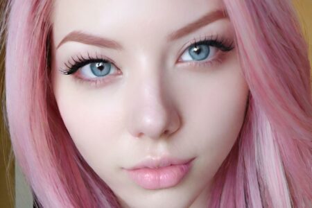 AI girl with pink hair wallpaper