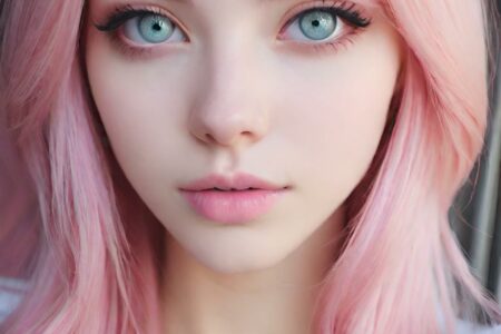 AI girl with pink hair wallpaper