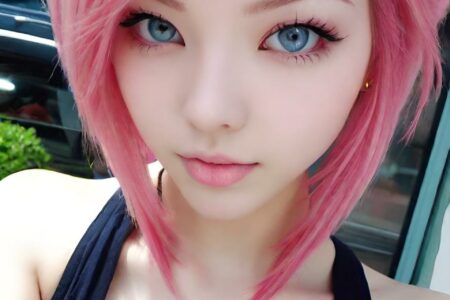 AI girl with pink hair wallpaper