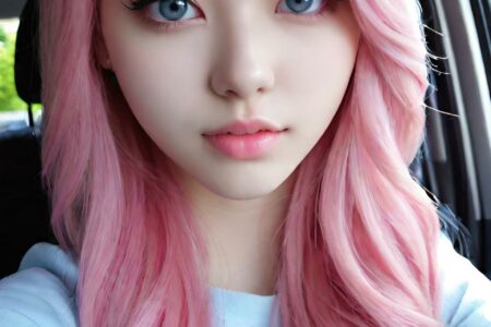 AI girl with pink hair wallpaper
