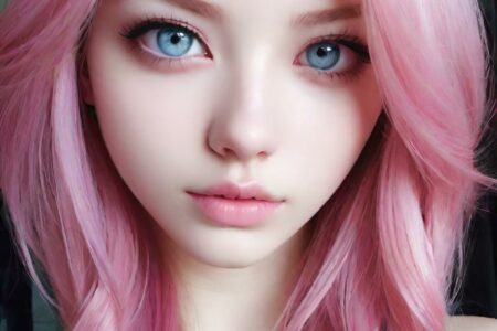 AI girl with pink hair wallpaper