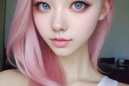 AI girl with pink hair wallpaper