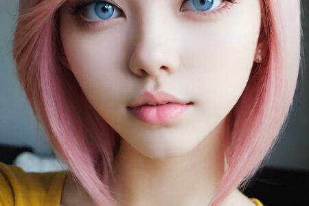 AI girl with pink hair wallpaper
