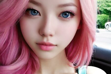 AI girl with pink hair wallpaper