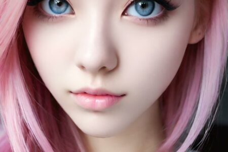 AI girl with pink hair wallpaper