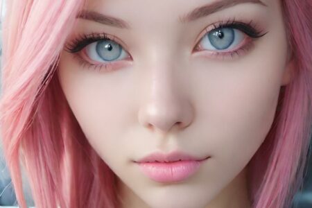 AI girl with pink hair wallpaper