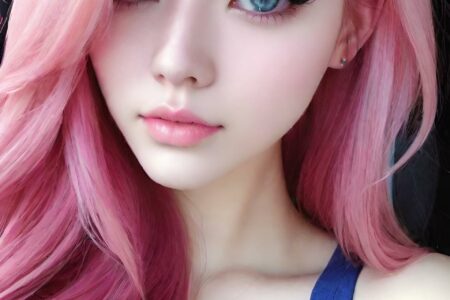 AI girl with pink hair wallpaper