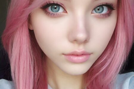 AI girl with pink hair wallpaper