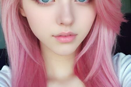 AI girl with pink hair wallpaper