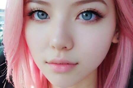 AI girl with pink hair wallpaper