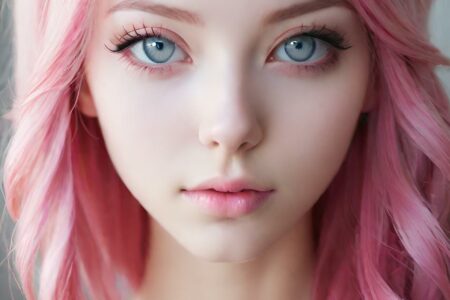 AI girl with pink hair wallpaper
