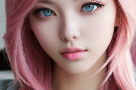 AI girl with pink hair wallpaper