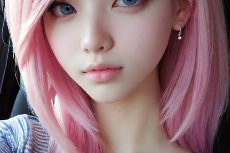 AI girl with pink hair wallpaper