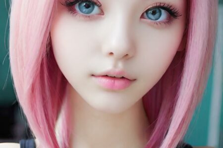 AI girl with pink hair wallpaper