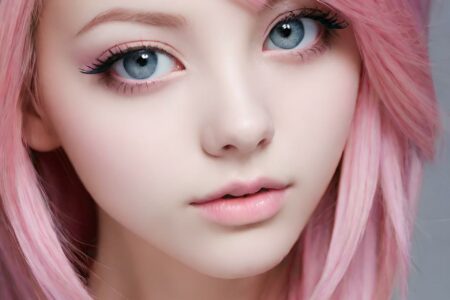 AI girl with pink hair wallpaper