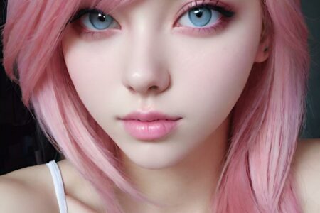 AI girl with pink hair wallpaper