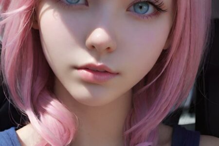 AI girl with pink hair wallpaper