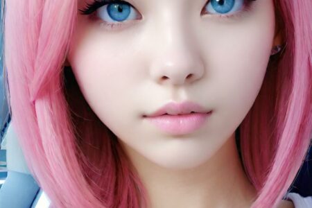 AI girl with pink hair wallpaper