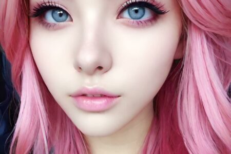 AI girl with pink hair wallpaper