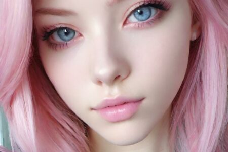 AI girl with pink hair wallpaper
