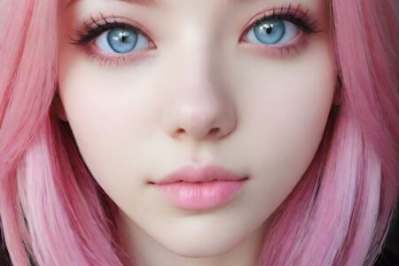 AI girl with pink hair wallpaper
