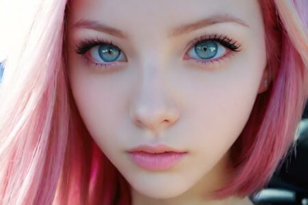 AI girl with pink hair wallpaper