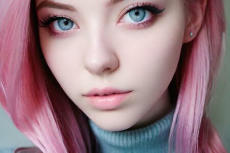 AI girl with pink hair wallpaper